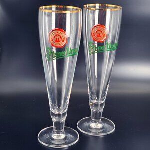Set 2 Pilsner Urquell Collectible .3L Beer Glasses Gold Rim Plzeňský Prazdroj